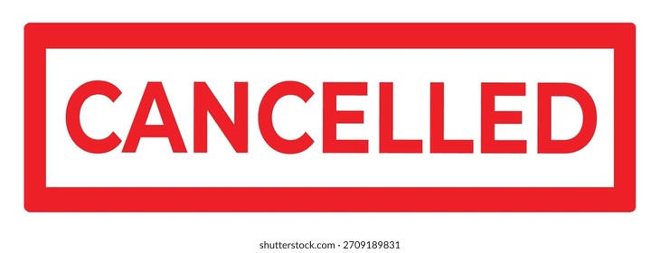 Red cancelled stamp label icon – bold cancellation sign for documents, payments and status notifications