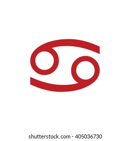 Red Cancer zodiac sign. Astrology symbol vector illustration