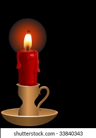 Red candle behind the black background