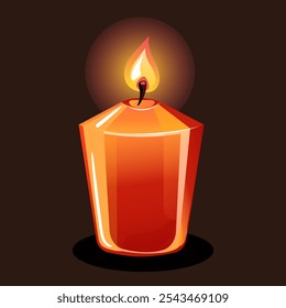 Vela vermelha queimando animação à luz de velas conceito isolado. Ilustração de design gráfico vetorial