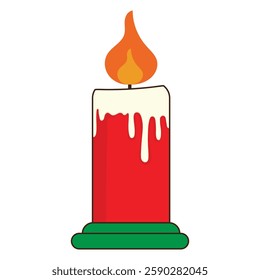Red Candle Chinese Christmas New Year Doodle Illustration Hand Drawn
