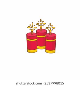Red Candle Chinese New Year Sticker Design. Chinese new year. Lunar new year. Triple red candles Chinese. 