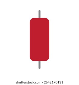 Red Candle with Dual Wicks, Balanced Battle Between Buyers and Sellers