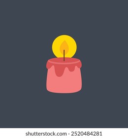 red candle in flat vector design.