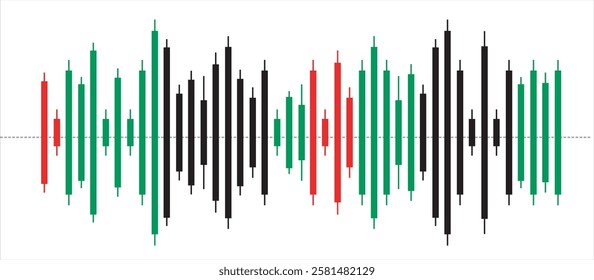 red Candle graph chart. Stock market trading view on dark background. Bullish or bearish diagrams. Vector illustration for business template presentation
