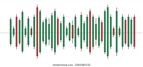 red Candle graph chart. Stock market trading view on dark background. Bullish or bearish diagrams. Vector illustration for business template presentation