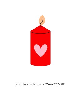 Red candle with a heart design, perfect for romantic occasions and celebrations