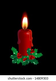 Red candle and the holly