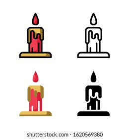 Red candle Icon Set Vector Illustration