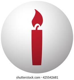 Red Candle Light icon on white ball
