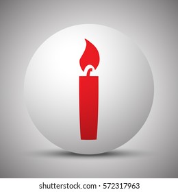 Red Candle Light icon on white sphere