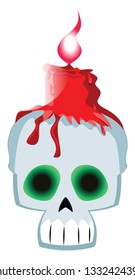 rote Kerze auf einer quadratischen Vektorgrafik auf weißem Hintergrund.