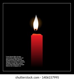 red candle on black background. realistic vector illustration 