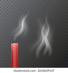 Red Candle with Smoke on Transparent Background