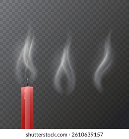 Red Candle with Smoke on Transparent Background