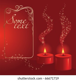 Red candles and gold frame