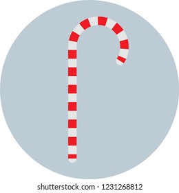 Red candy cane. Christmas stick. Vector isolated illustration