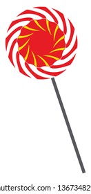 Red candy lollipop vector or color illustration