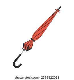 Red Cane Umbrella Isolated on a White Background for Spring Designs
