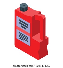 Icono del cartucho rojo vector isométrico. Servicio de coches. Radiador anticongelante