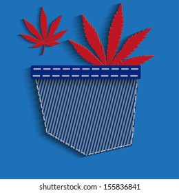 Red cannabis in the pocket