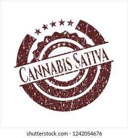 Red Cannabis Sativa grunge style stamp