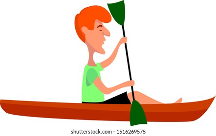 Red canoe, illustration, vector on white background.