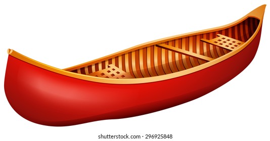 Red Canoe Made Of Wood