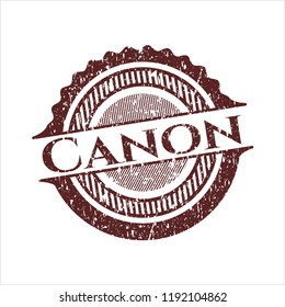 Red Canon distress rubber stamp with grunge texture