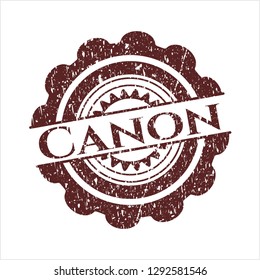 Red Canon rubber stamp with grunge texture