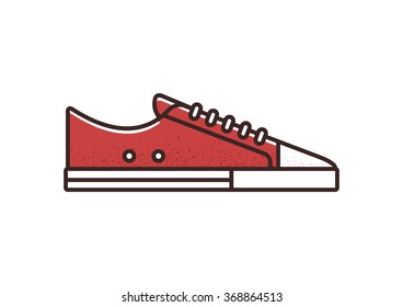 Red Canvas Sneaker Line Icon. Isolated Vector Illustration.