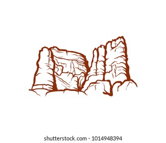 Red Canyon Travel Illustration Hand Drawing Symbol Logo Vector