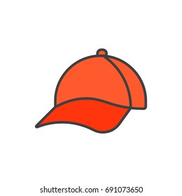 Red cap flat line icon.