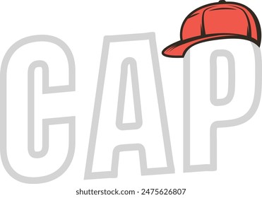 Red cap vector grey Alphabets illustratio