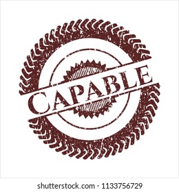 Red Capable distress rubber stamp with grunge texture