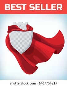 Red cape. Super hero cape. Red super cloak. Leadership concept. Leadership sign. Power sign. Superhero icon fortress logo.