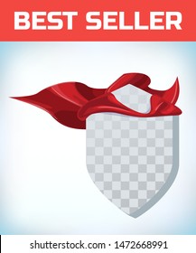Red cape. Super hero cape. Red super cloak. Character hero logo. vector illustration. Power sign. Superhero icon. shield logo.