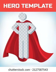 Red cape. Super hero cloak. Superhero cover. Cartoon carnival clothes. Power sign. Leadership concept. Red hero cape. Super cloak. Superhero symbol