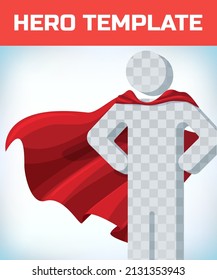 Red cape. Super hero cloak. Superhero cover. Cartoon carnival clothes. Power sign. Leadership concept. Red hero cape. Super cloak. Superhero symbol