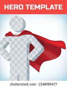 Red cape. Super hero cloak. Superhero cover. Cartoon carnival clothes. Power sign. Leadership concept. 