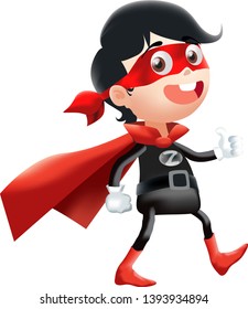 red cape superhero kid walking 1