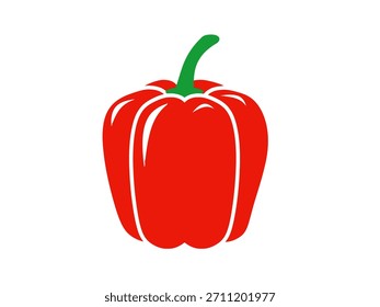 Red capsicum icon isolated on white background. Vector illustration.