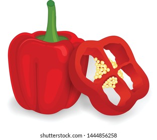 Red Capsicum Pepper (bell Pepper) Vector Illustration