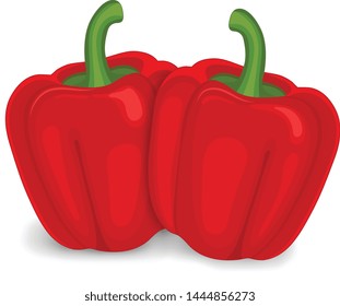 Red capsicum pepper (bell pepper) Vector illustration