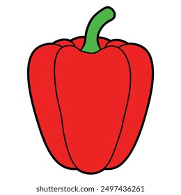 "Red Capsicum Vector Art, Illustration, Clipart And Line Art Design | Printable Graphic File"