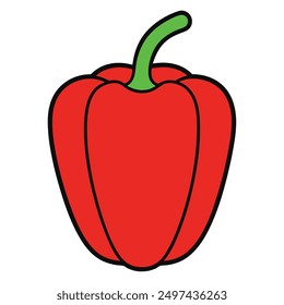 "Red Capsicum Vector Art, Illustration, Clipart And Line Art Design | Printable Graphic File"