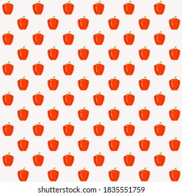 red capsicum vegetable on a white background repeat pattern