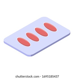 Red capsule blister icon. Isometric of red capsule blister vector icon for web design isolated on white background