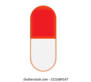 red capsule drug with a white background