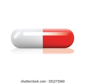 Red capsule on white vector